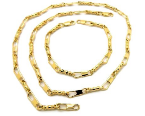 ACTS Fishers Of Men Set Chain and Bracelet 14k Yellow Gold Medium Link, Original Design.