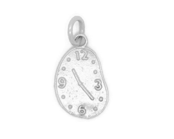 Melting Clock Charm Pendant .925 Sterling Silver