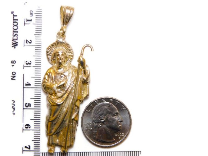 Saint Jude (San Judas Tadeo) Pendant 14k Yellow Gold - Image 6