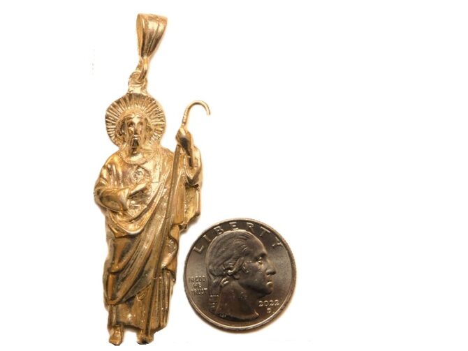 Saint Jude (San Judas Tadeo) Pendant 14k Yellow Gold - Image 2