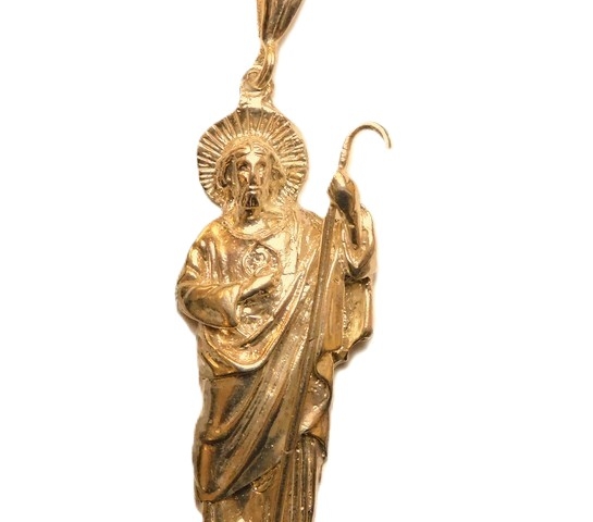 Saint Jude (San Judas Tadeo) Pendant 14k Yellow Gold