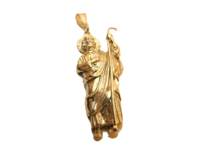 Saint Jude (San Judas Tadeo) Pendant 14k Yellow Gold - Image 4