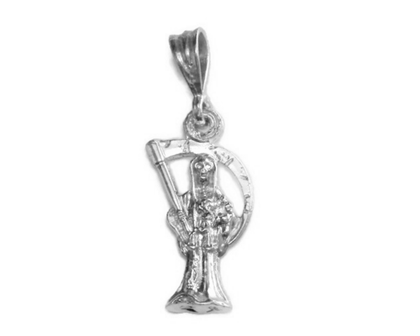 Santa Muerte Holy Death Medium .925 Sterling Silver Pendant!!