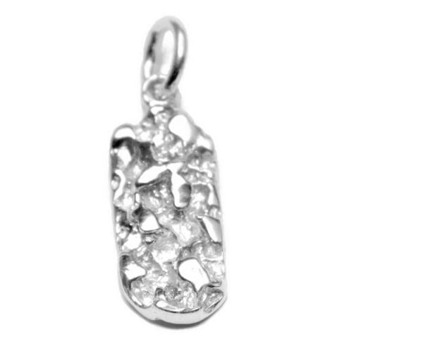 Small Nugget Charm Pendant .925 Sterling Silver