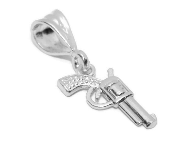 Sterling Silver .925 S&W Magnum Revolver Charm Pendant.