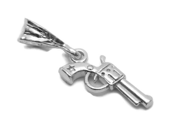 Sterling Silver .925 S&W Revolver Pistol Charm Pendant.