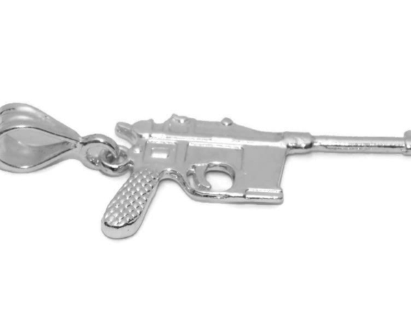Sterling Silver .925 Mauser C96 Revolver Charm Pendant.