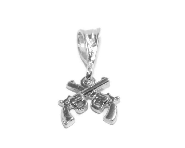 Sterling Silver .925 Pair of Revolver in x Charm Pendant.