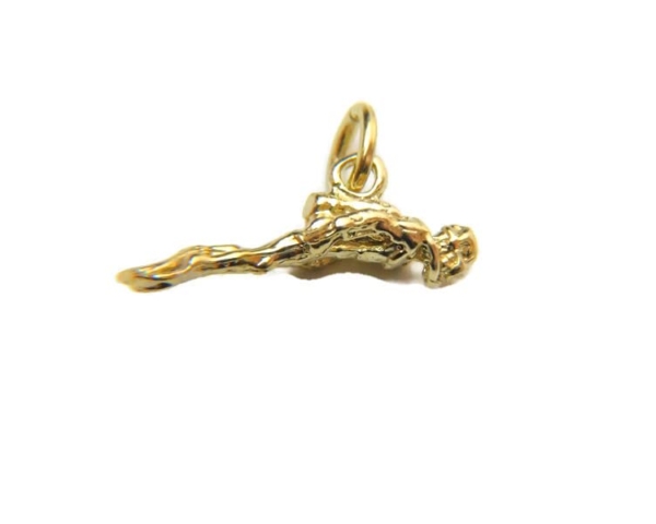 3D Modern Scuba Diver Pendant Charm 14k Yellow Gold