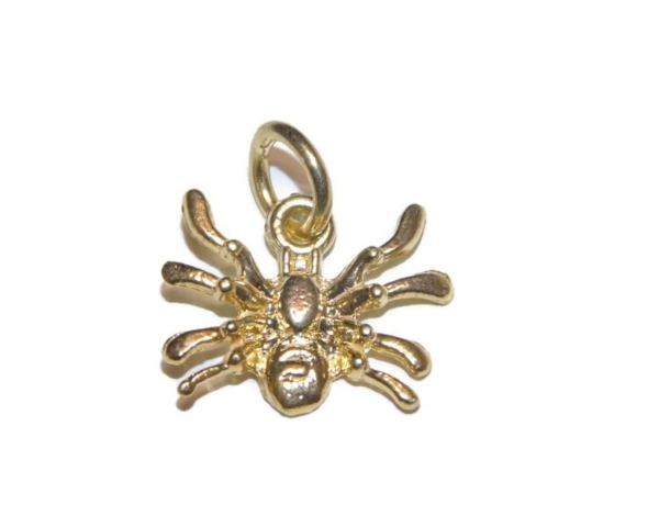 3D Small Spider Charm Pendant 14k Yellow Gold