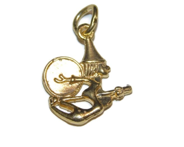 Flying Witch Charm Pendant 14k Yellow Gold