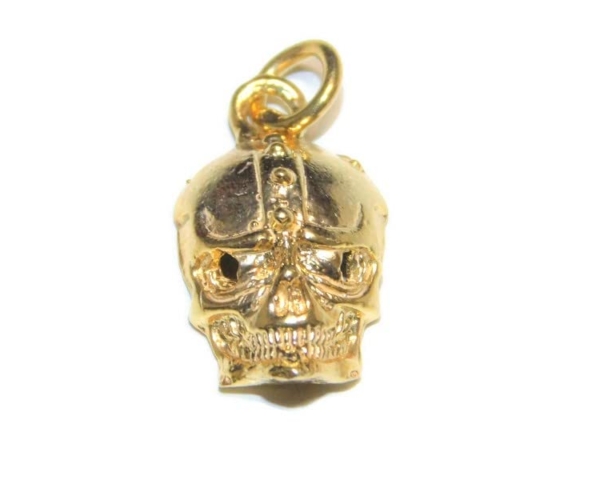 Viking Skull Charm Pendant 14k Yellow Gold