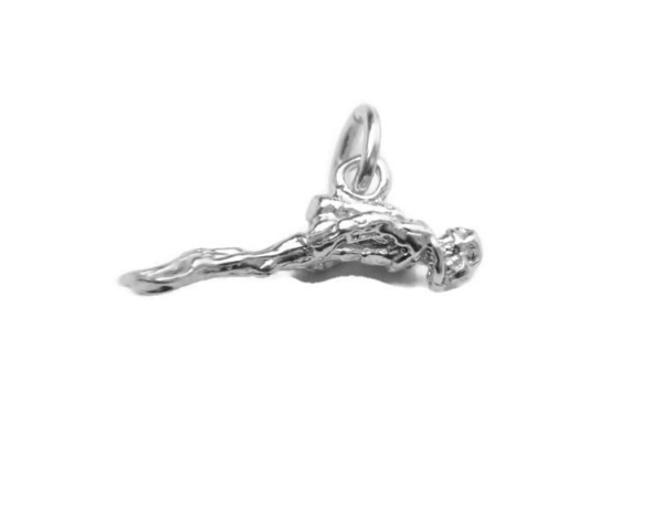 3D Modern Scuba Diver Pendant Charm .925 Sterling Silver