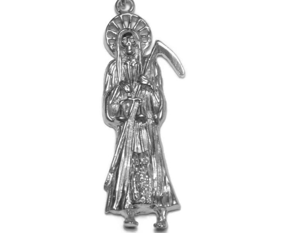 Santa Muerte Holy Death Grim Reaper .925 Sterling Silver Pendant.