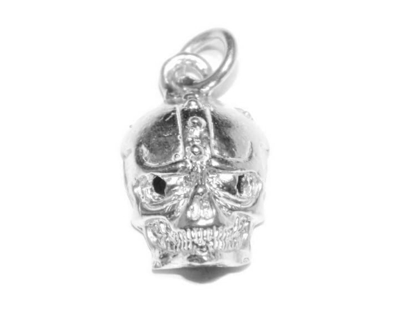 Viking Skull Charm Pendant .925 Sterling Silver