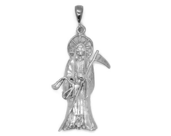 Santa Muerte Holy Death Grim Reaper .925 Sterling Silver Large Pendant!!