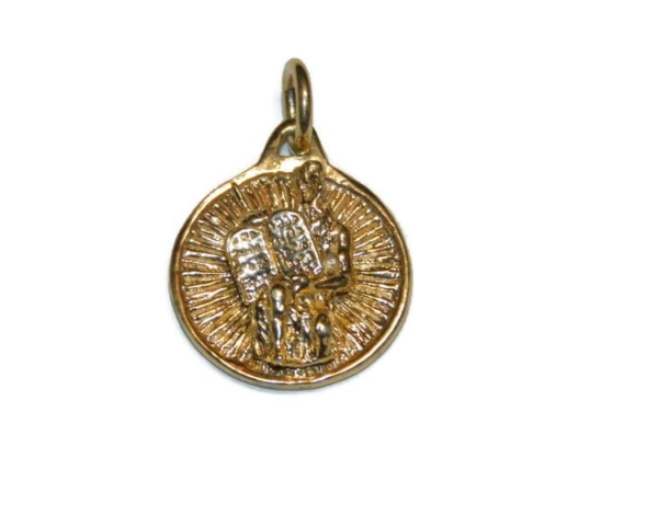 Moses with 10 Commandments Medallion 14k Yellow Gold Pendant!!
