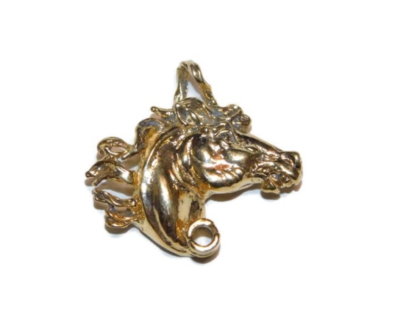 2D Horse Head Pendant Charm 14k Yellow Gold