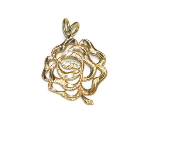 Rose Outline 14k Yellow Gold Charm Pendant