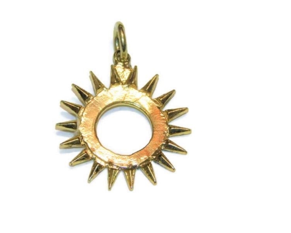 Sun Sillouete Pendant Charm 14k Yellow Gold