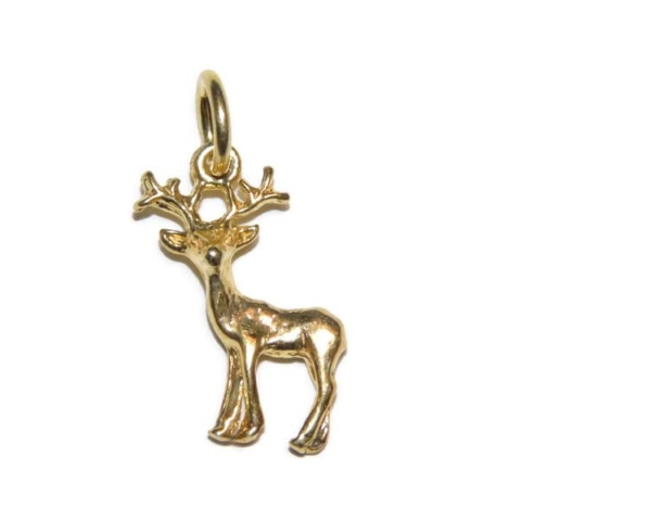 Small Buck14k Yellow Gold Charm Pendant