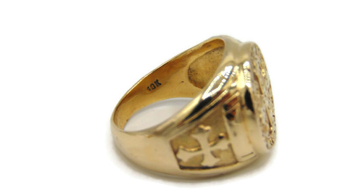 Saint Benedict Signet Yellow Gold Ring - Image 7