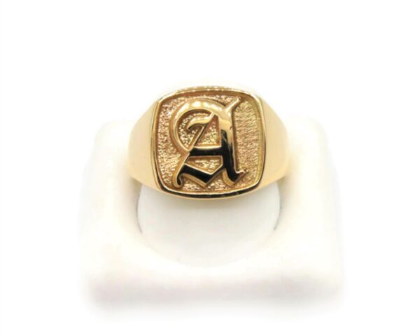 Initial Letter Alphabet Ring Yellow Gold