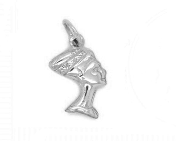 3D Egyptian Queen Nefertiti Head .925 Sterling Silver charm pendant