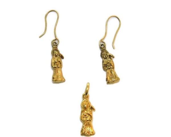 Tiny Santa Muerte Set 14k Yellow Gold