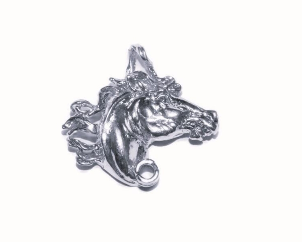 2D Horse Head Pendant Charm .925 Sterling Silver