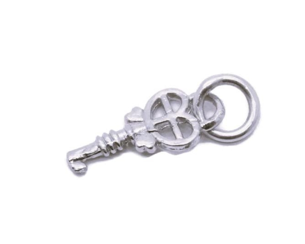 Fancy Skeleton Key Charm Pendant .925 Sterling Silver