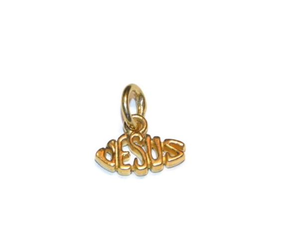 Small JESUS Name Charm Pendant 14k Yellow Gold