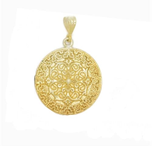 Maze Pattern (Labyrinth Design) Pendant 14k Yellow Gold