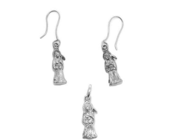 Tiny Santa Muerte Set .925 Sterling Silver
