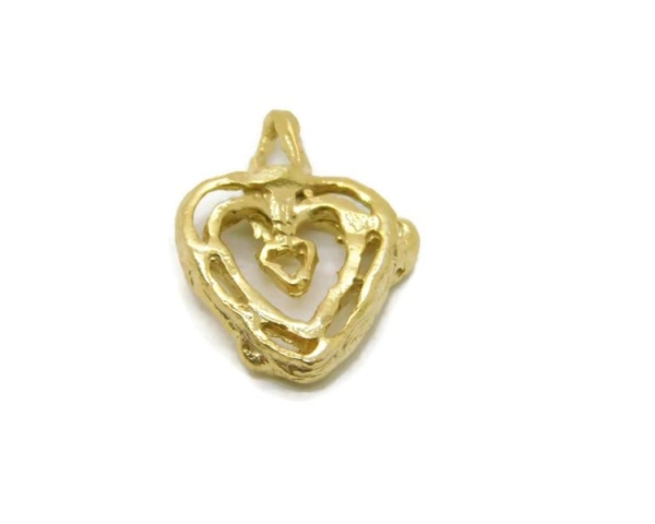 Abstract Heart Charm Pendant 14k Yellow Gold
