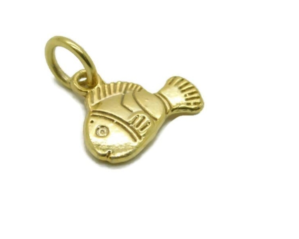 Clown Fish Charm Pendant 14k Yellow Gold