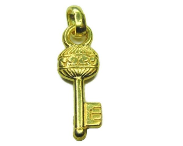14k Yellow Gold Christmas Key Charm Pendant