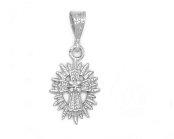 Cross with Pattern in Inside Pendant .925 Sterling Silver