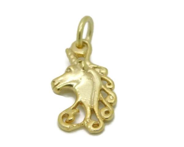 Dreamy Unicorn Charm Pendant 14k Yellow Gold