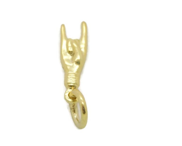 I Love You Hand Gesture Charm Pendant 14k Yellow Gold