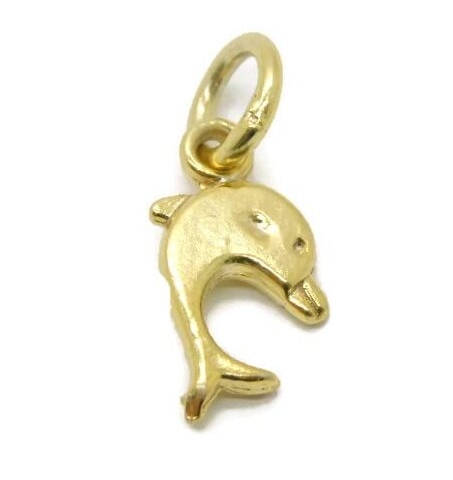 Cute Dolphin Charm Pendant 14k Yellow Gold