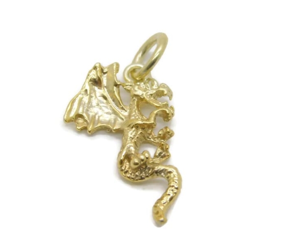 Dragon Charm Pendant 14k Yellow Gold