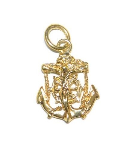 3D Anchor Medium Pendant 14k Yellow Gold