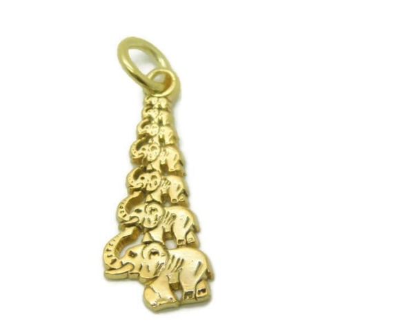Elephant Pyramid Charm Pendant 14k Yellow Gold