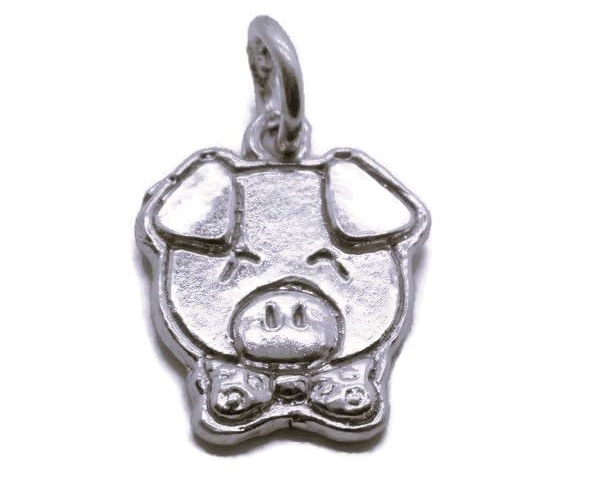 Cute Pig Charm Pendant .925 Sterling Silver