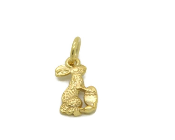 Easter Rabbit Charm Pendant 14k Yellow Gold