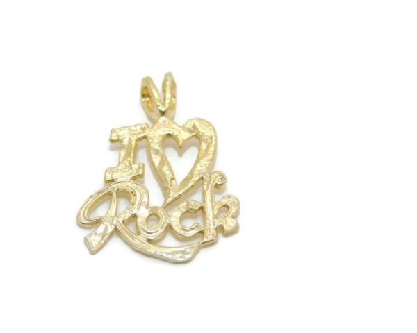 I Love Rock Charm Pendant 14k Yellow Gold