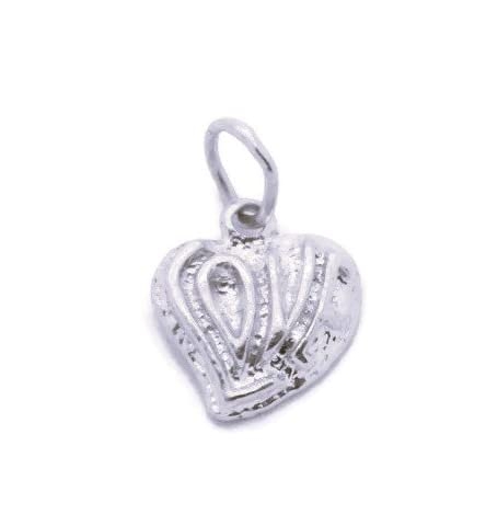 Heart with Love Charm Pendant .925 Sterling Silver