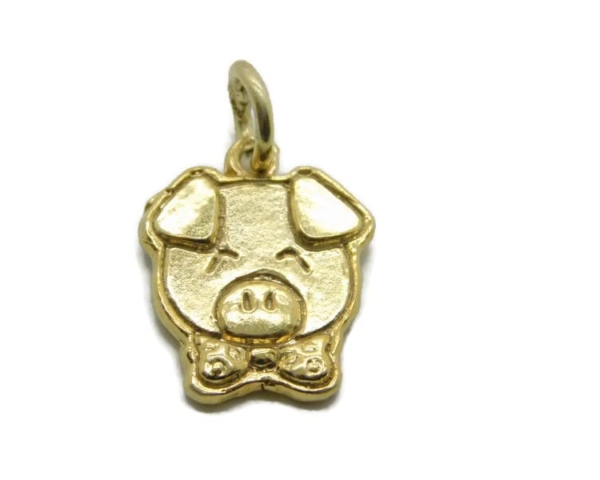 Cute Pig Charm Pendant 14k Yellow Gold