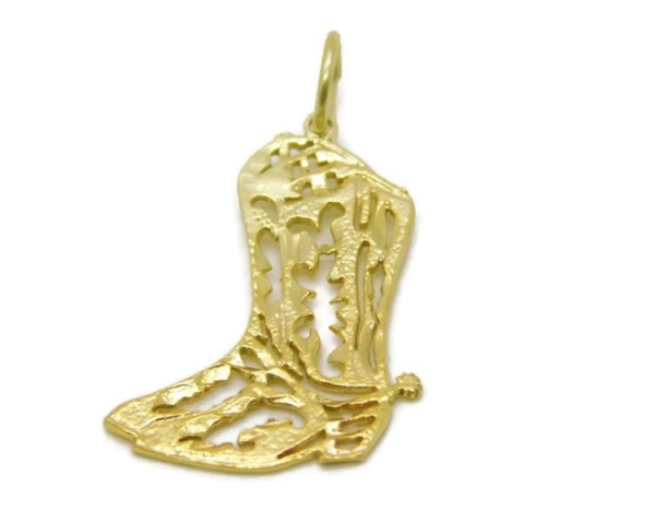 Pair of Cowboy Boot Charm Pendant 14k Yellow Gold